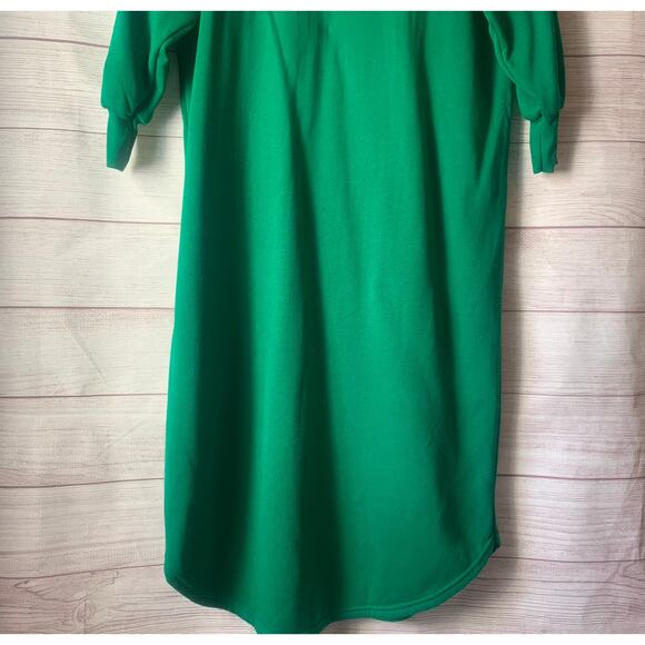 Vintage Beanzie Green Cat Nightgown Shirt Dress 1990s Fuzzy Cat Applique Bell - Picture 8 of 15